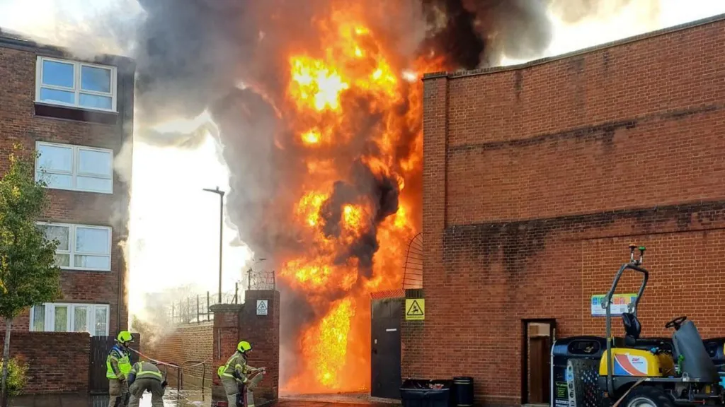 Large fire breaks out at electricity substation in London