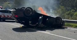 Brits tourist in Spain supercar crash as £100k Audi flips and bursts into flames