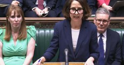 Work and Pensions Secretary Liz Kendall hides during PMQs after benefit U-turn humiliation