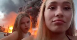 Russian influencers forced to apologise for video in front of burning Ukraine drone strike