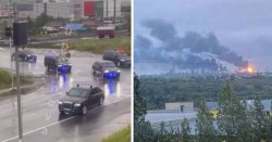 Russia burning as Ukraine launches waves of drone strikes while Putin travels to Alaska