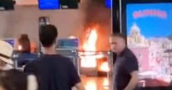 Major European airport evacuated after huge fire breaks out at check in desks