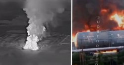 Russia burning as Ukraine launches massive strikes sparking huge fireball