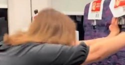 Shocking moment angry woman shoves train passenger&#039;s seat after she does 1 thing