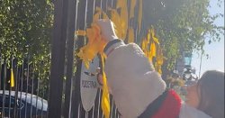 &#039;Disgusting&#039; woman caught ripping down Israeli hostage ribbons in shocking footage