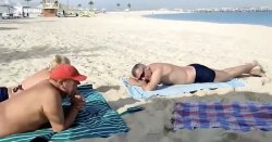 Russian family's insane reaction on Dubai beach as Iranian bombs drop around them