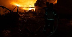 Kyiv on fire in dramatic pictures after ferocious overnight Russian drone bombardment