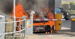 Dramatic moment car erupts into flames at Gatwick Airport, closing North Terminal