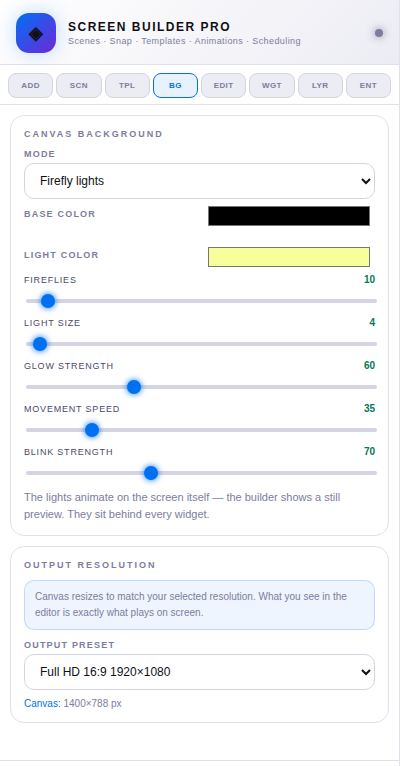 Firefly lights settings.