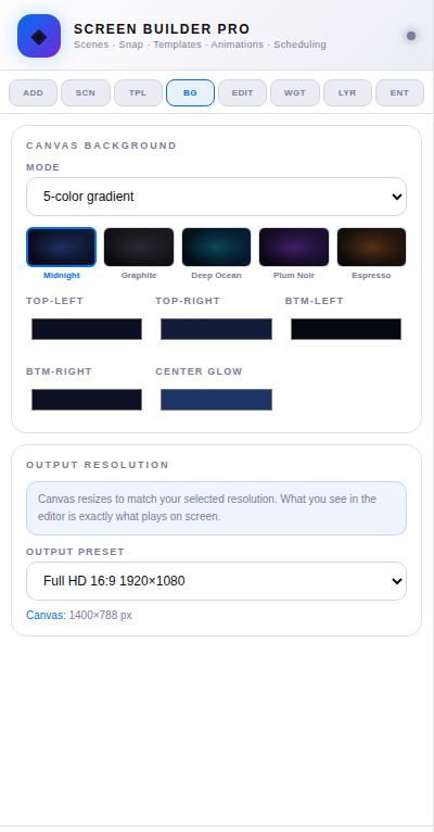 The 5-color gradient with presets.