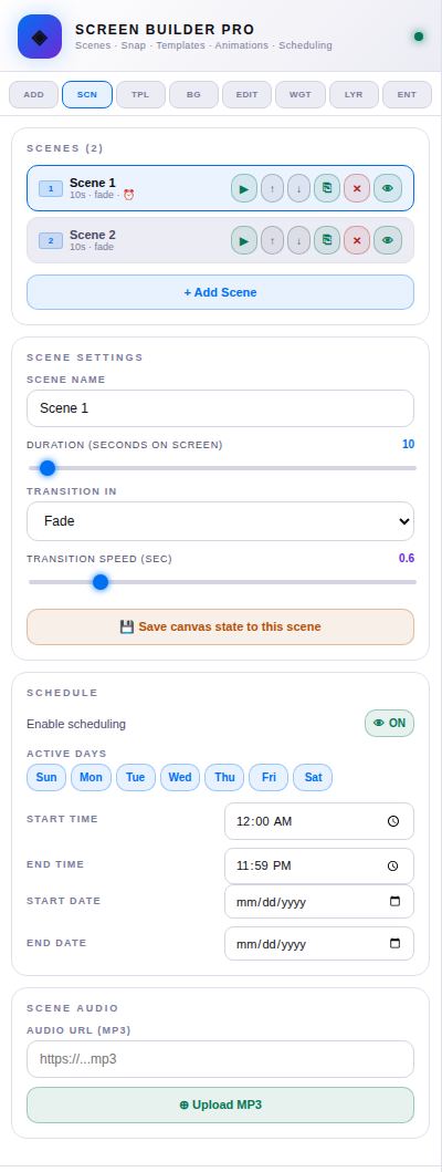 Two scenes, with scheduling turned on.