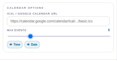 Calendar settings.
