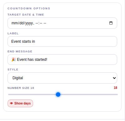 Countdown settings.