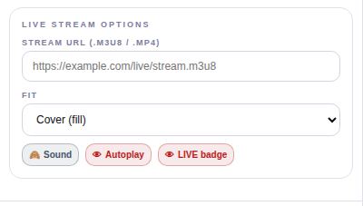 Live Stream settings.