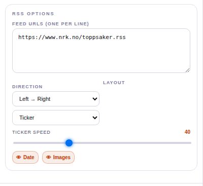 RSS Feed settings.