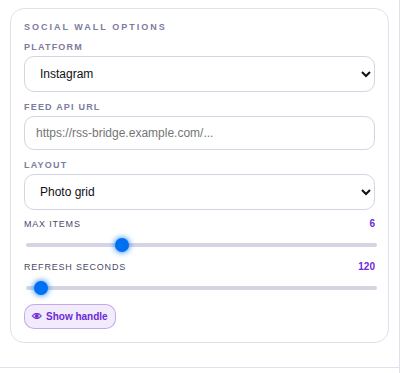Social Wall settings.