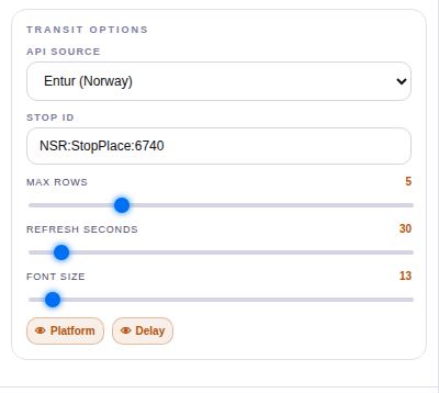 Transit settings.