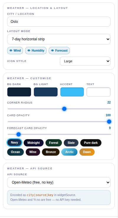 Weather settings.