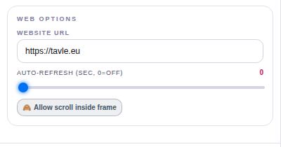 Web / iFrame settings.