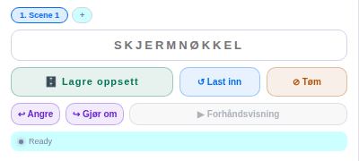 Skjermnøkkel, Lagre, Last inn og Forhåndsvisning.
