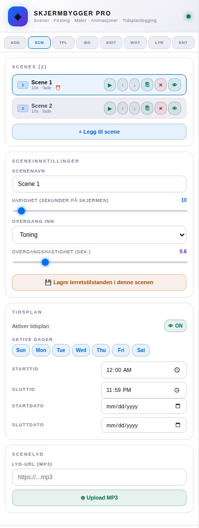 To scener, med tidsplan slått på.