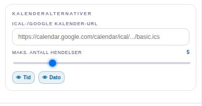Innstillinger: Kalender.