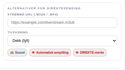 Innstillinger: Direktestrøm.