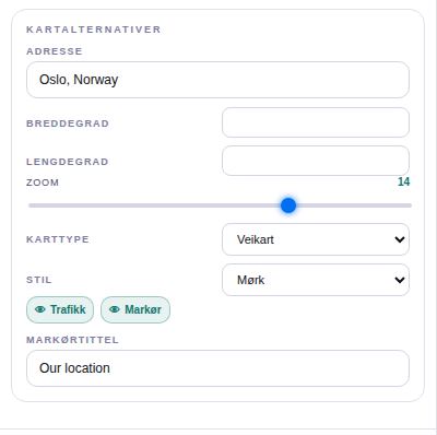 Innstillinger: Kart.