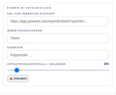 Innstillinger: Power BI.