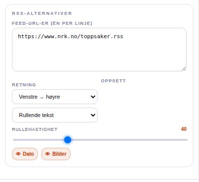 Innstillinger: RSS-strøm.