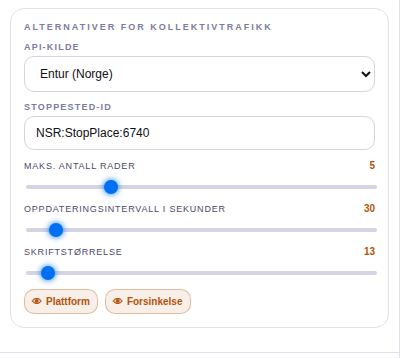 Innstillinger: Kollektivtransport.